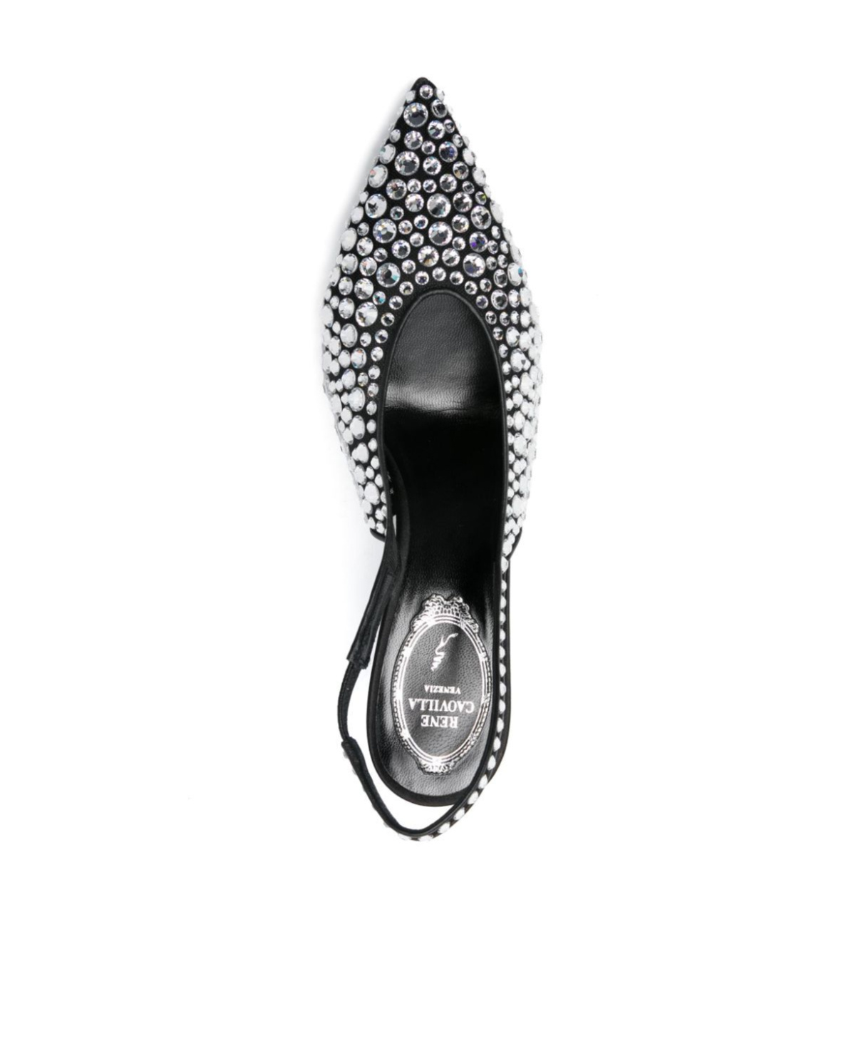 René Caovilla Rene Caovilla Gilda 80 Crystal Slingback In Black