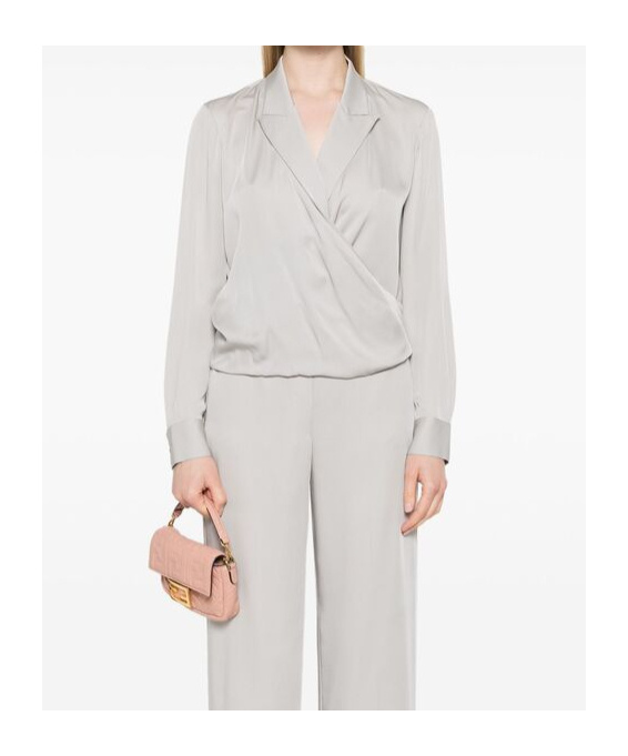 Theory Peak Lapel Wrap Blouse In Blue