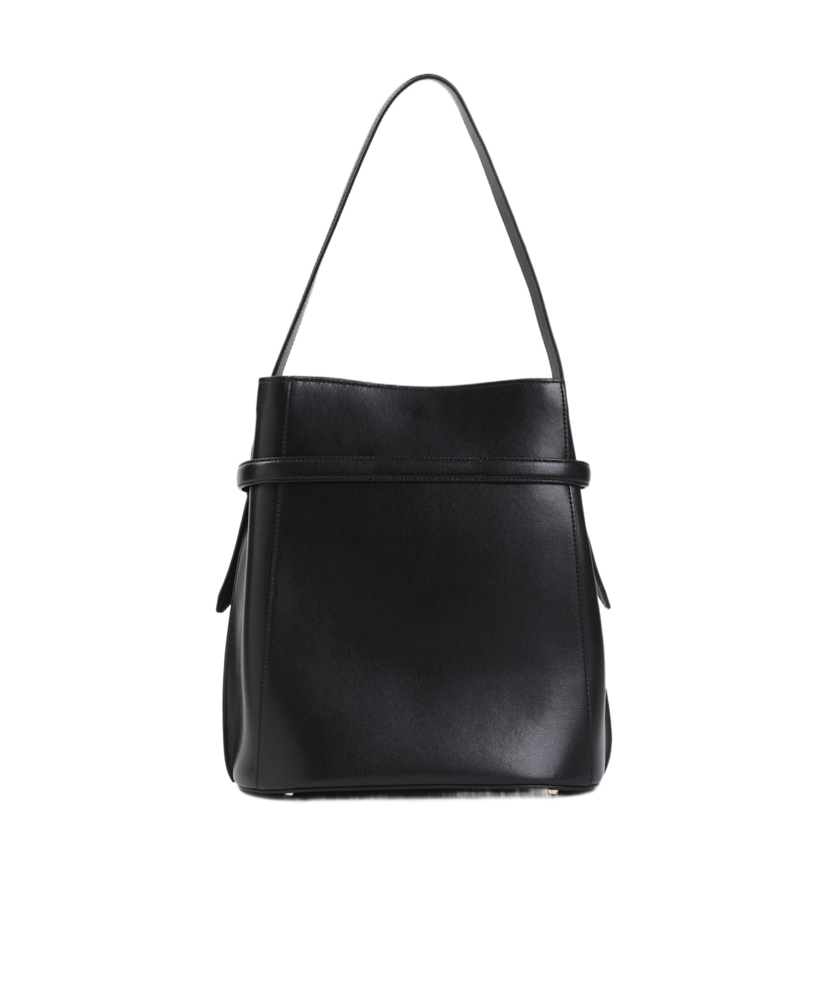 Totême Toteme Leather Belted Bucket Bag In Black