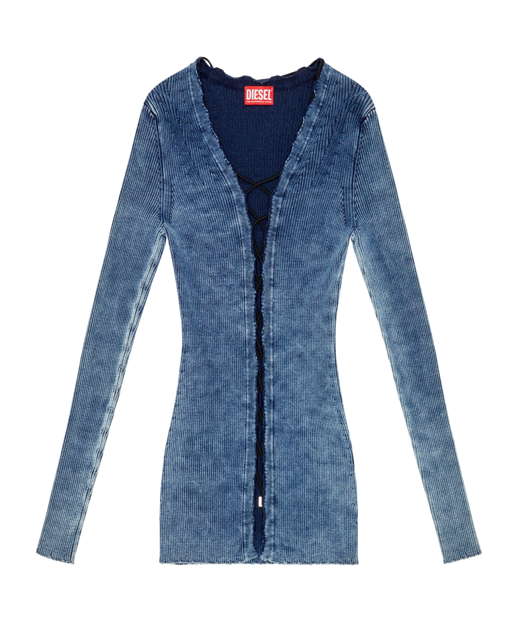 Diesel M-acerata Ribbed-knit Cardigan In Blue