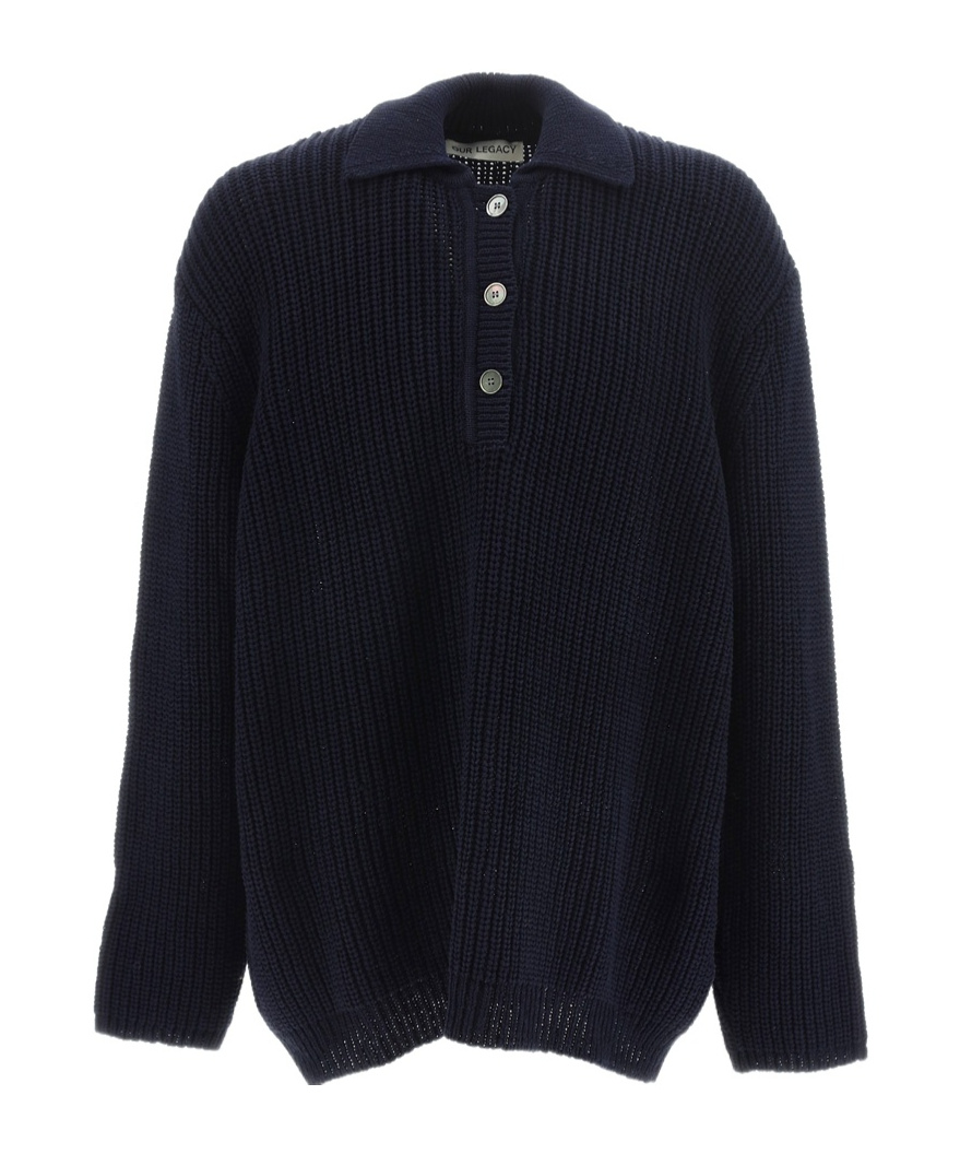 Our Legacy Lapel Long-sleeved Sweater In Black