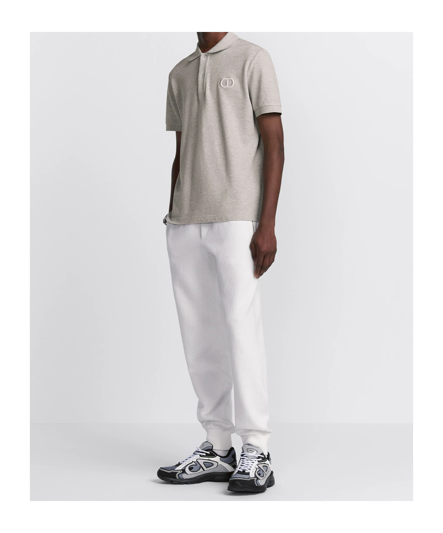 Shop Dior Logo Details Polo Shirt In Gray