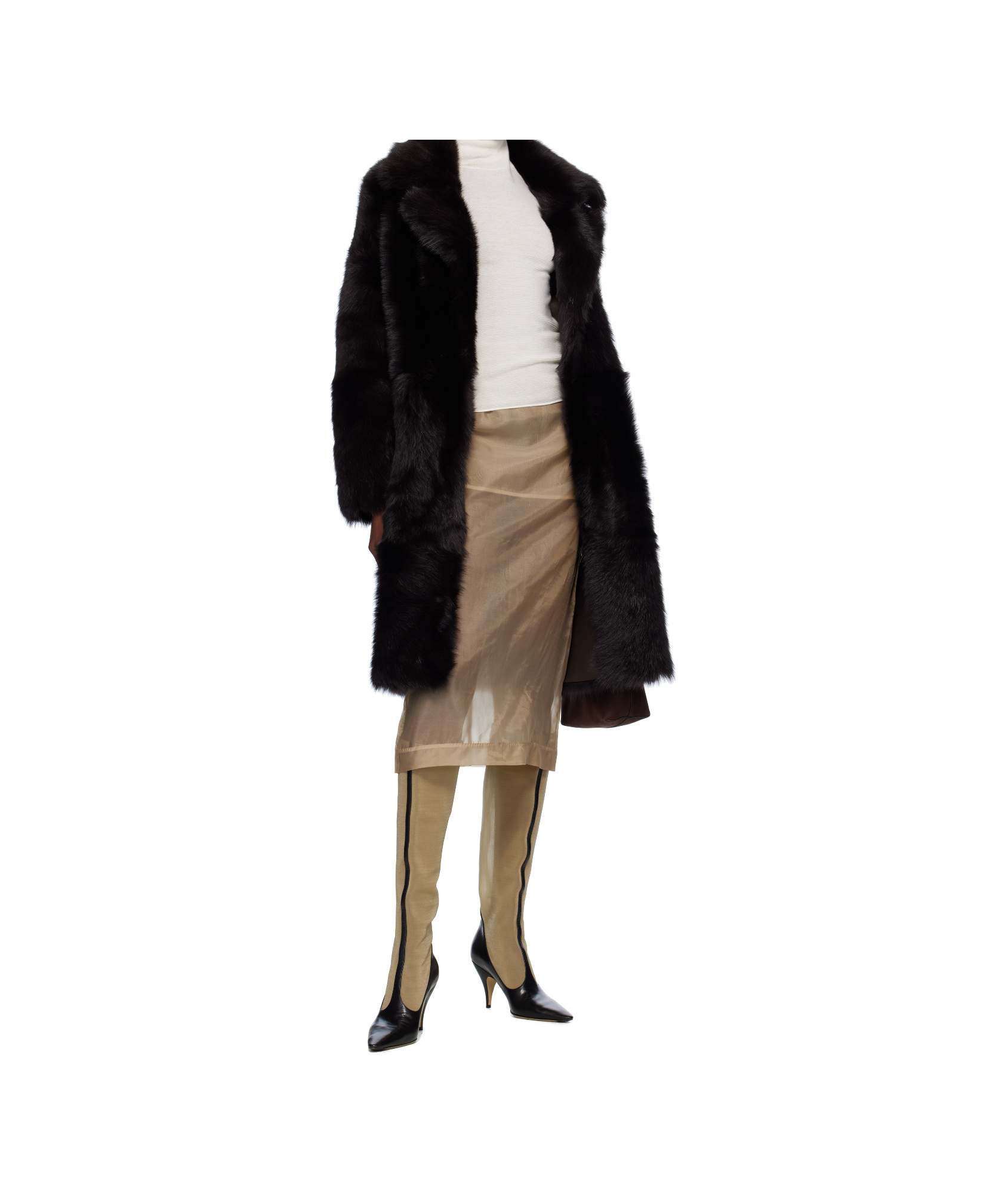 Nour Hammour Evita Après-ski Long-sleeved Coat In Black