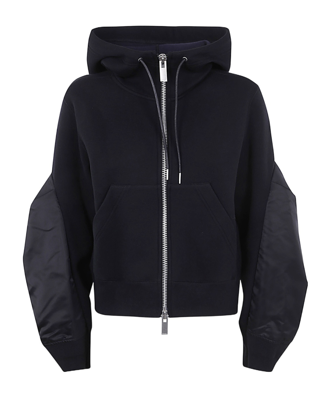 Sacai Nylon Twill X Sponge Sweat Hoodie In Black