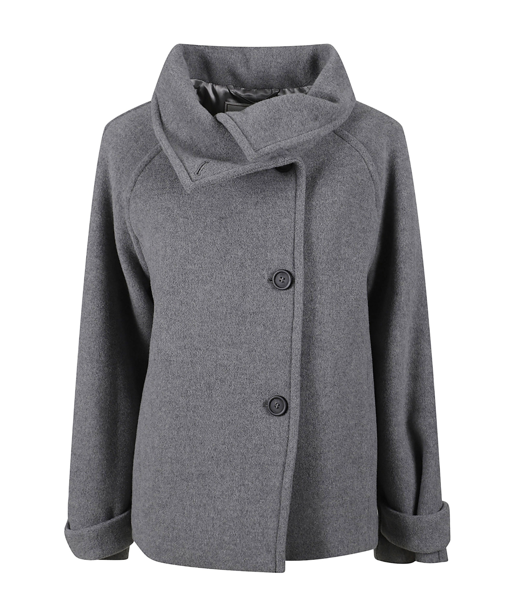 Peserico High-neck Buttoned Jacket In Gray