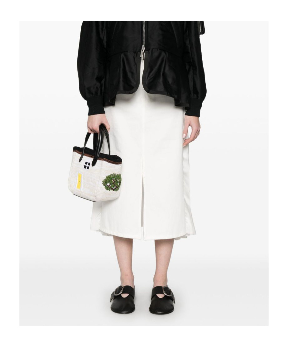 Sacai Pleated Midi Skirt In White
