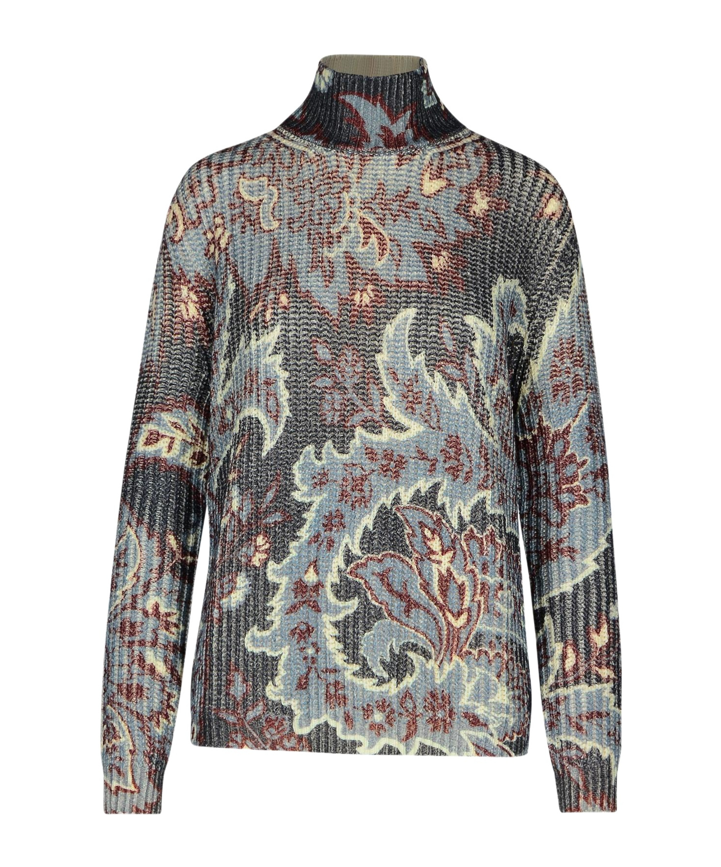 Shop Etro Motif Printed High Neck Jumper In Gray