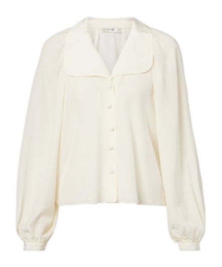 Frame Gala Silk Georgette Blouse In White