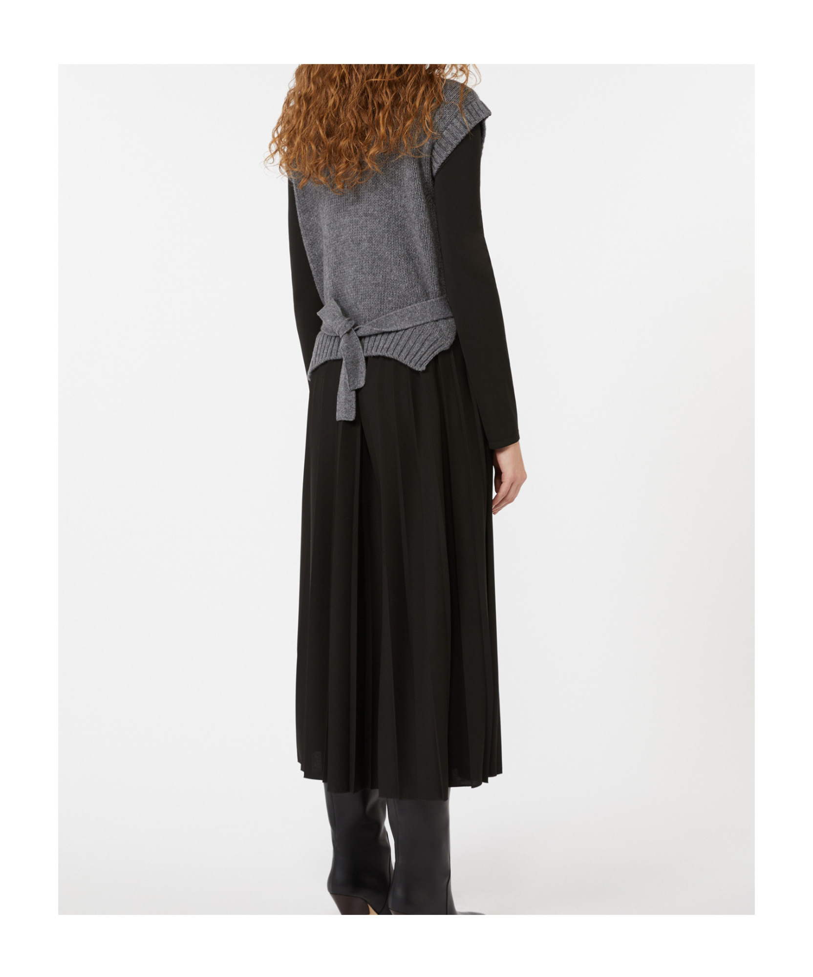 Weekend Max Mara Ebro Mixed Media Long Sleeve Sweater Maxi Dress In Multi