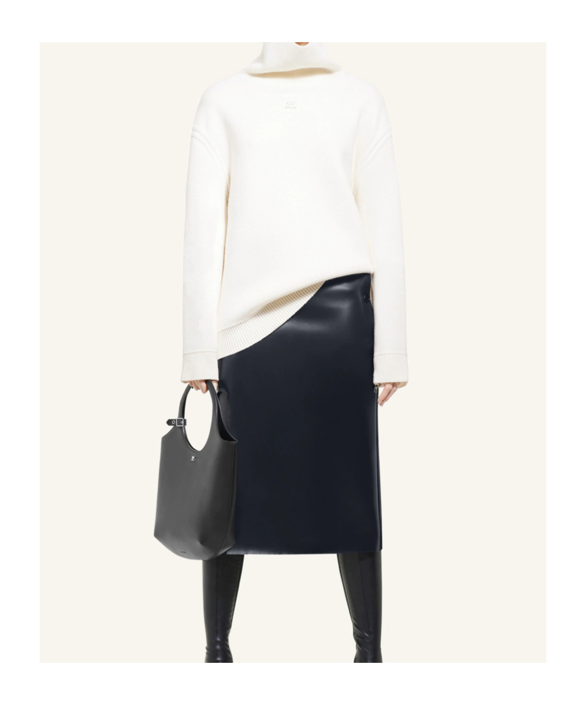 Shop Courrèges Oversized Mock-neck Sweater In White