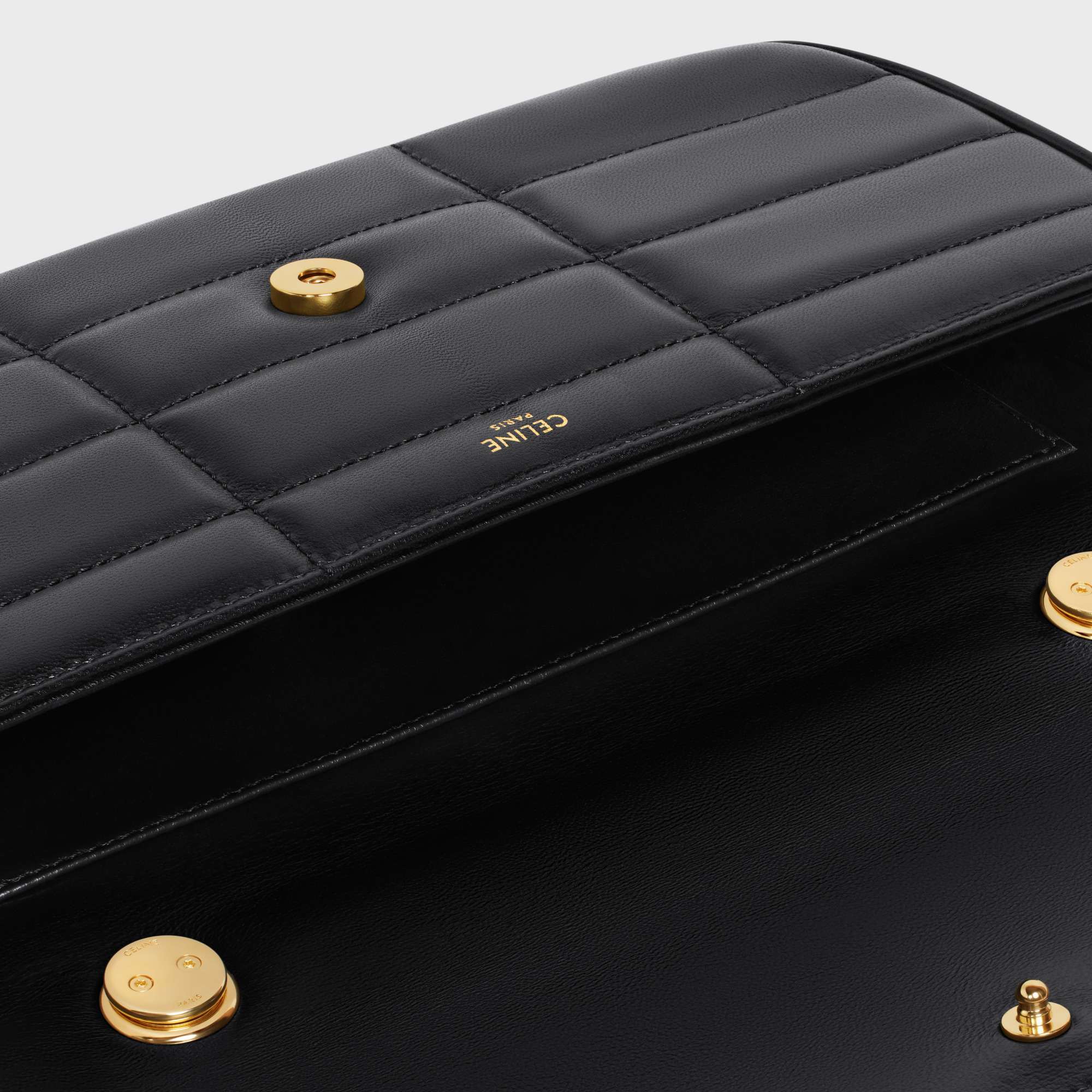 Celine Matelasse Monochrome Leather Shoulder Bag In Black
