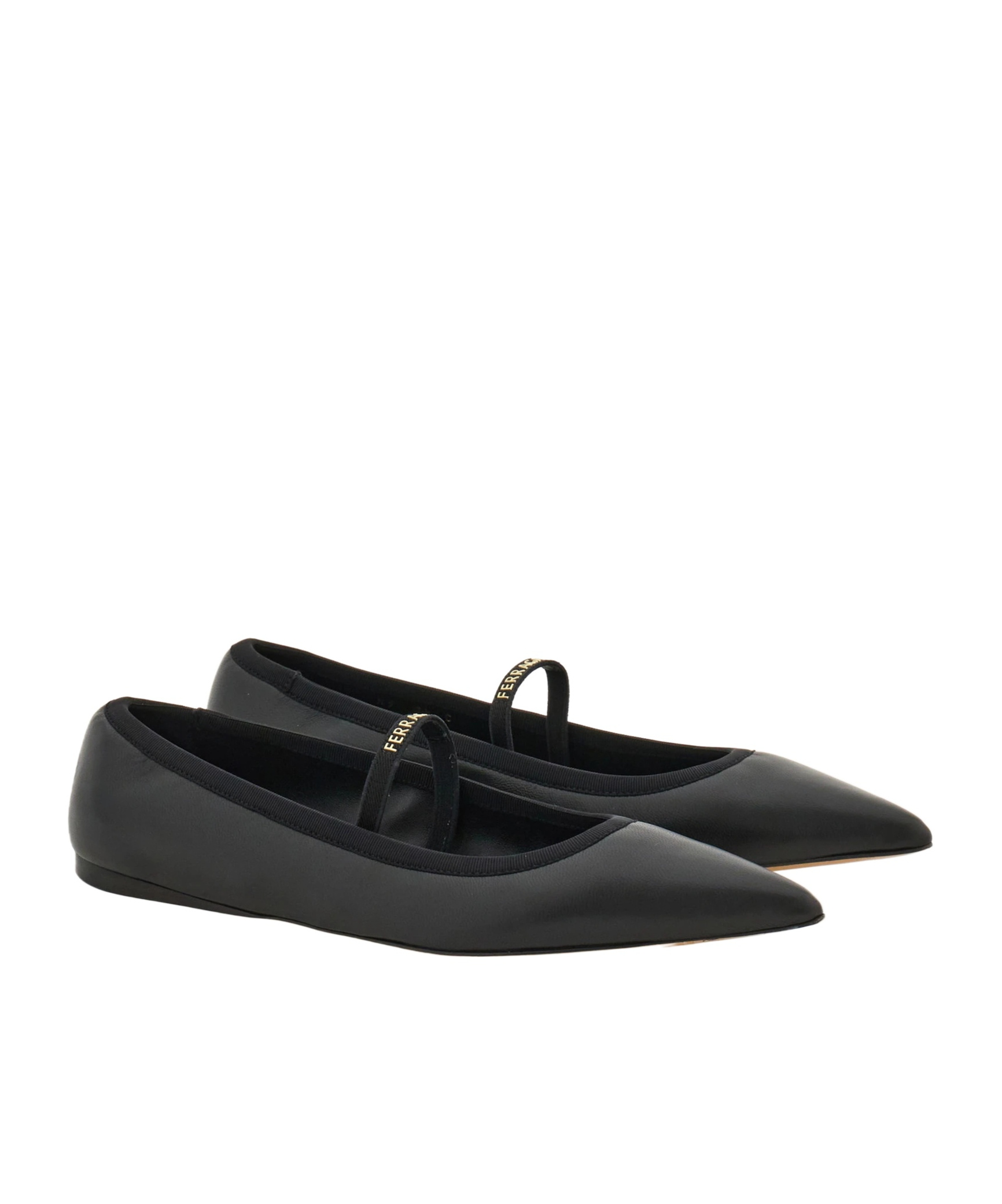 Ferragamo Carice Satin Ribbon Tapered Ballerinas In Black In Black