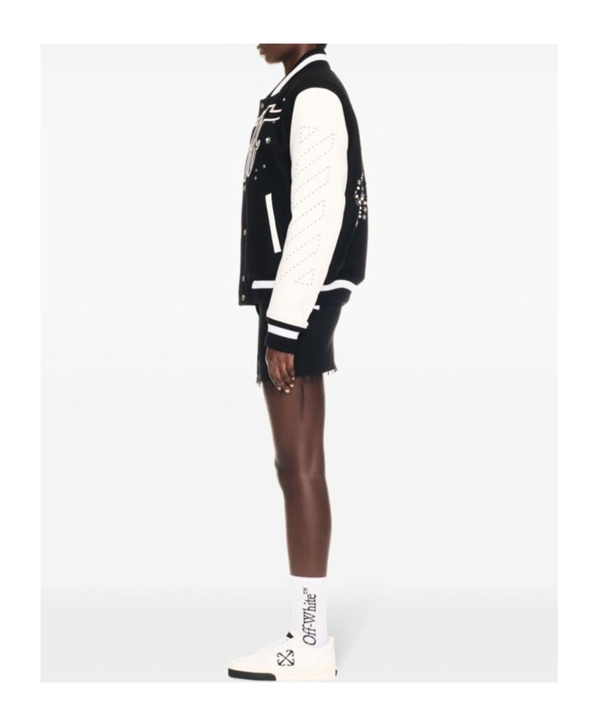 Off-white Wo Emb Bling Stars Varsity Jacket In Black