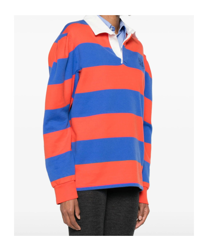 Apc Logo-detail Striped Polo Shirt In Orange