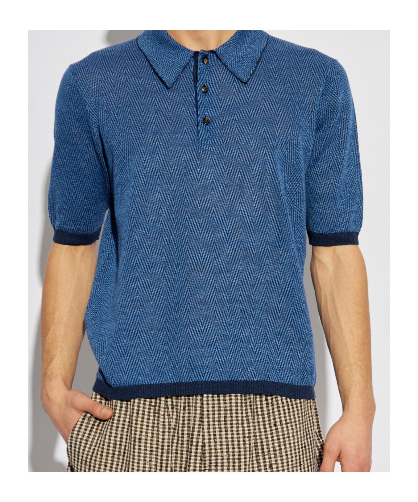 Bottega Veneta Short-sleeved Polo Shirt In Blue