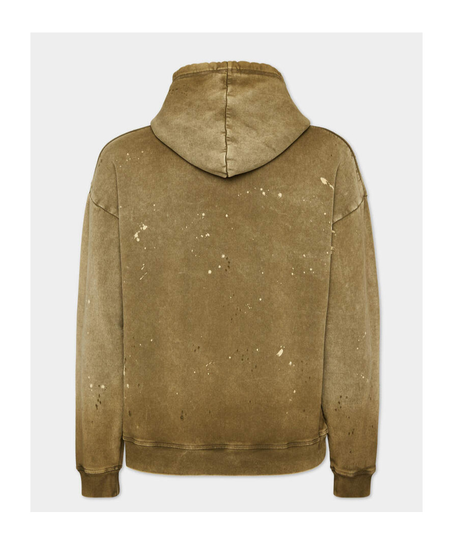Dsquared2 Olive Green Cotton Hoodie With Original Print In Green