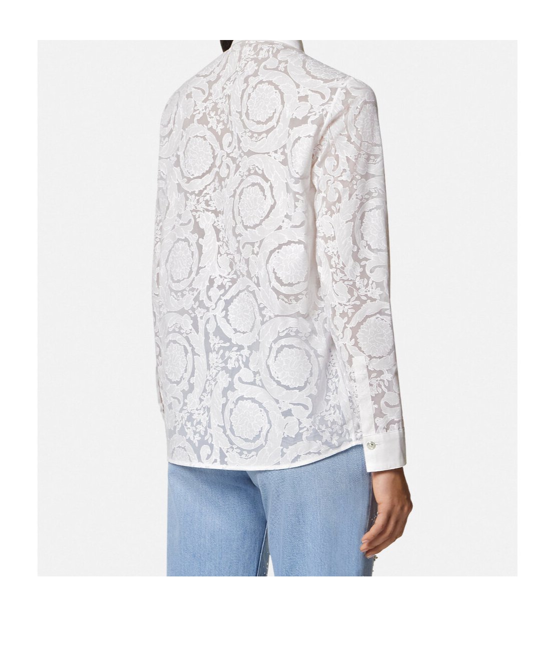 Versace Barocco-jacquard Button-up Shirt In White