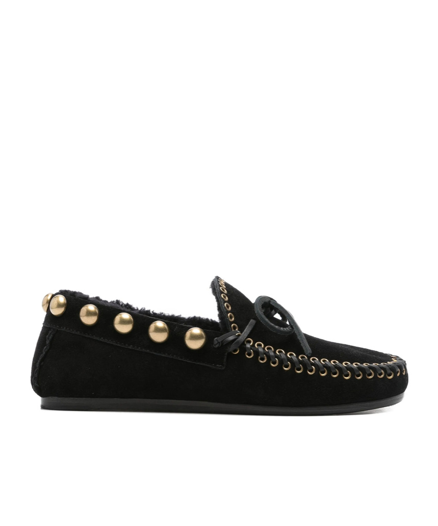 Isabel Marant Gold-stud Embellished Loafers In Black