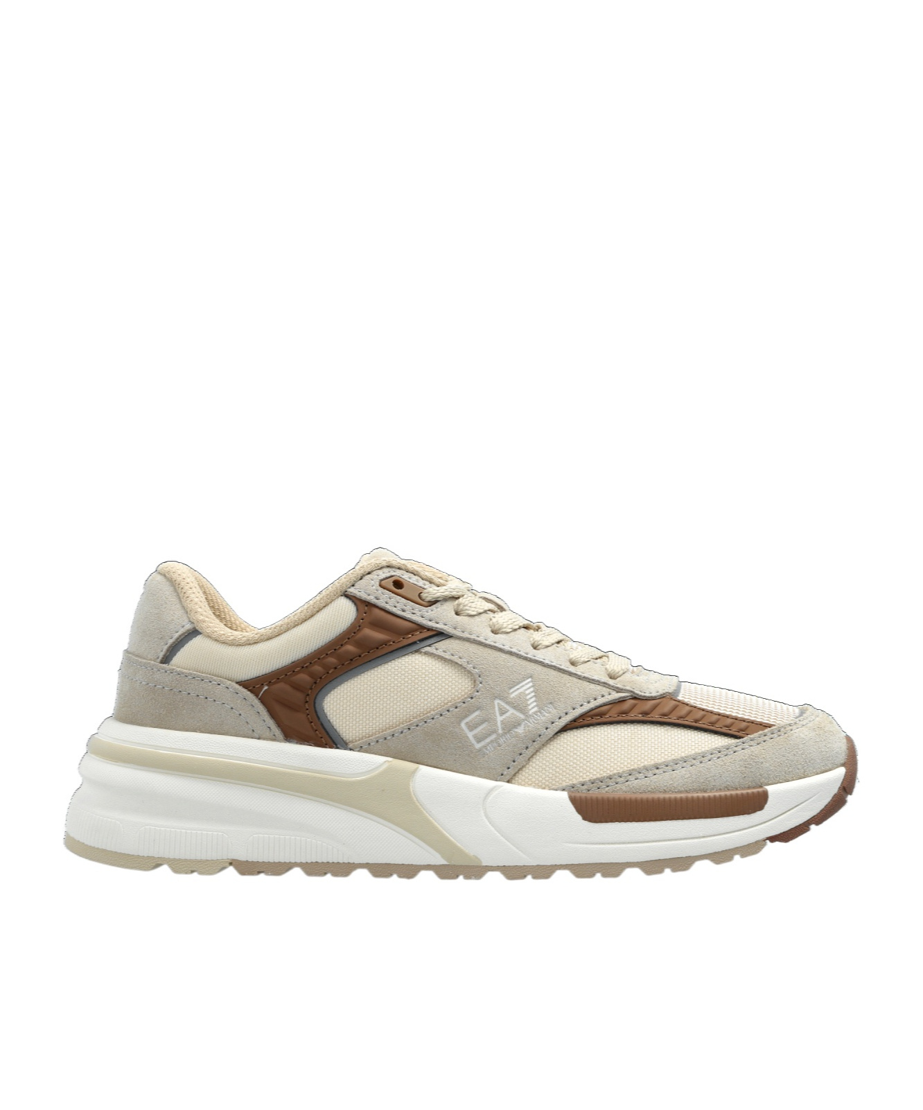 Ea7 Logo-embellished Lace-up Sneakers In Neutral