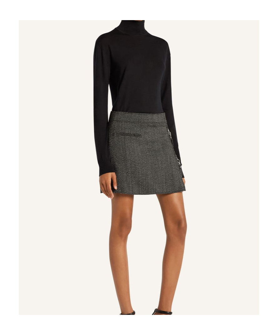 Courrèges Belted Denim Mini Skirt In Gray