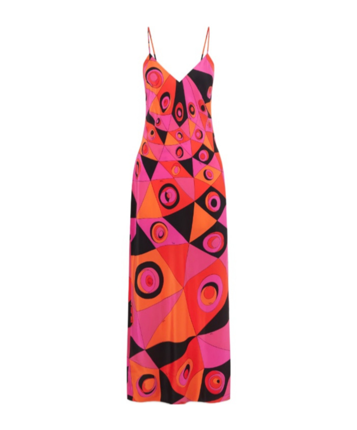 Pucci Printed Silk Crepe De Chine Maxi Dress In Pink