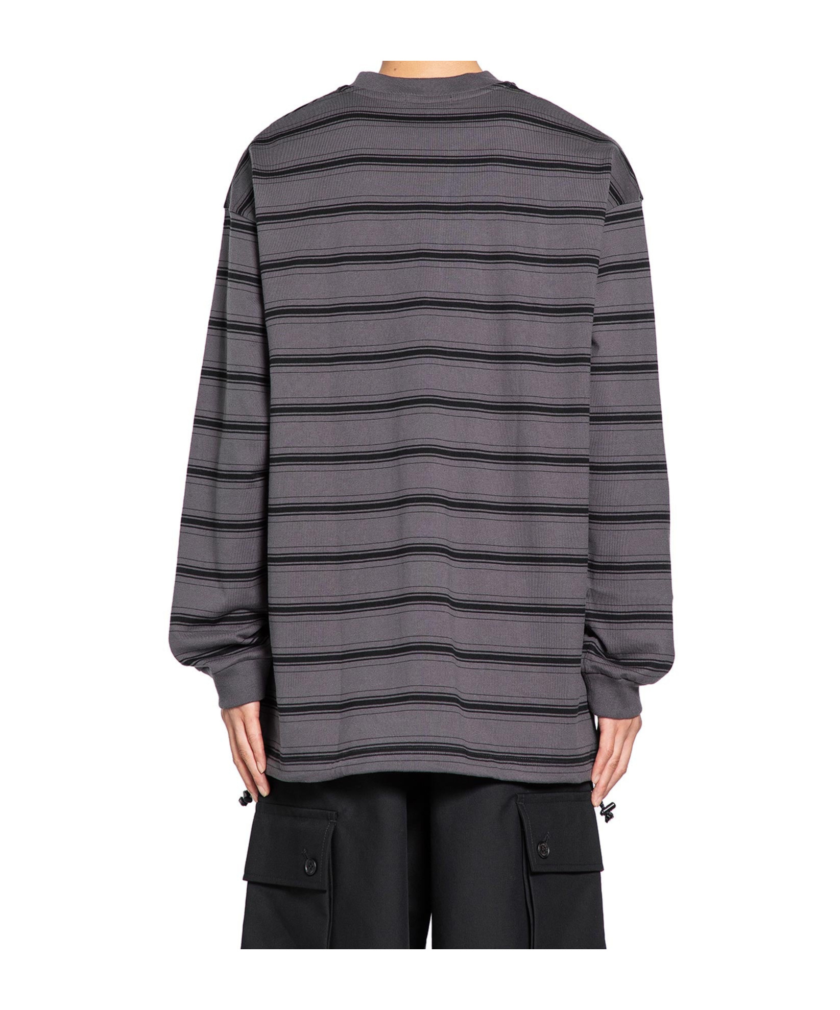 Comme Des Garçons Crew Neck Sweatshirt With Adjustable Hem In Gray