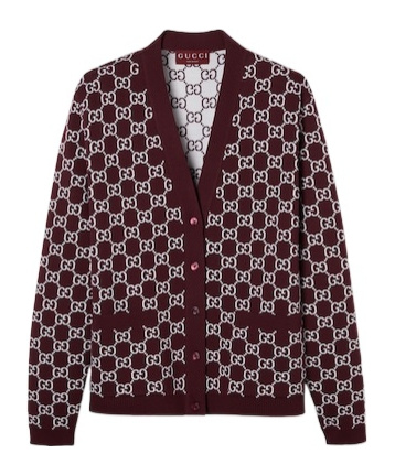 Gucci Reversible Gg Wool Jacquard Cardigan In White