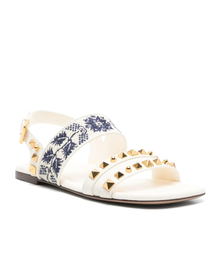 Valentino Rockstud Sandals In White