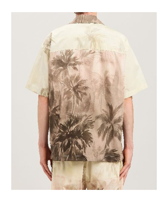 Palm Angels Sunset Palms Bowling Shirt Ss Beige - Bl In Neutral