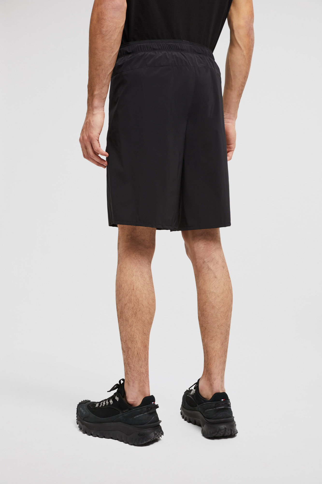 Moncler Men's Shorts With Logo Patch In Black