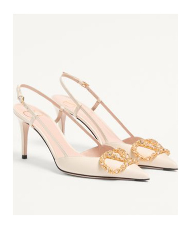 Valentino Garavani Vlogo Signature Slingback Calfskin Pump With Jewel Logo 80mm Woman Ivory 42