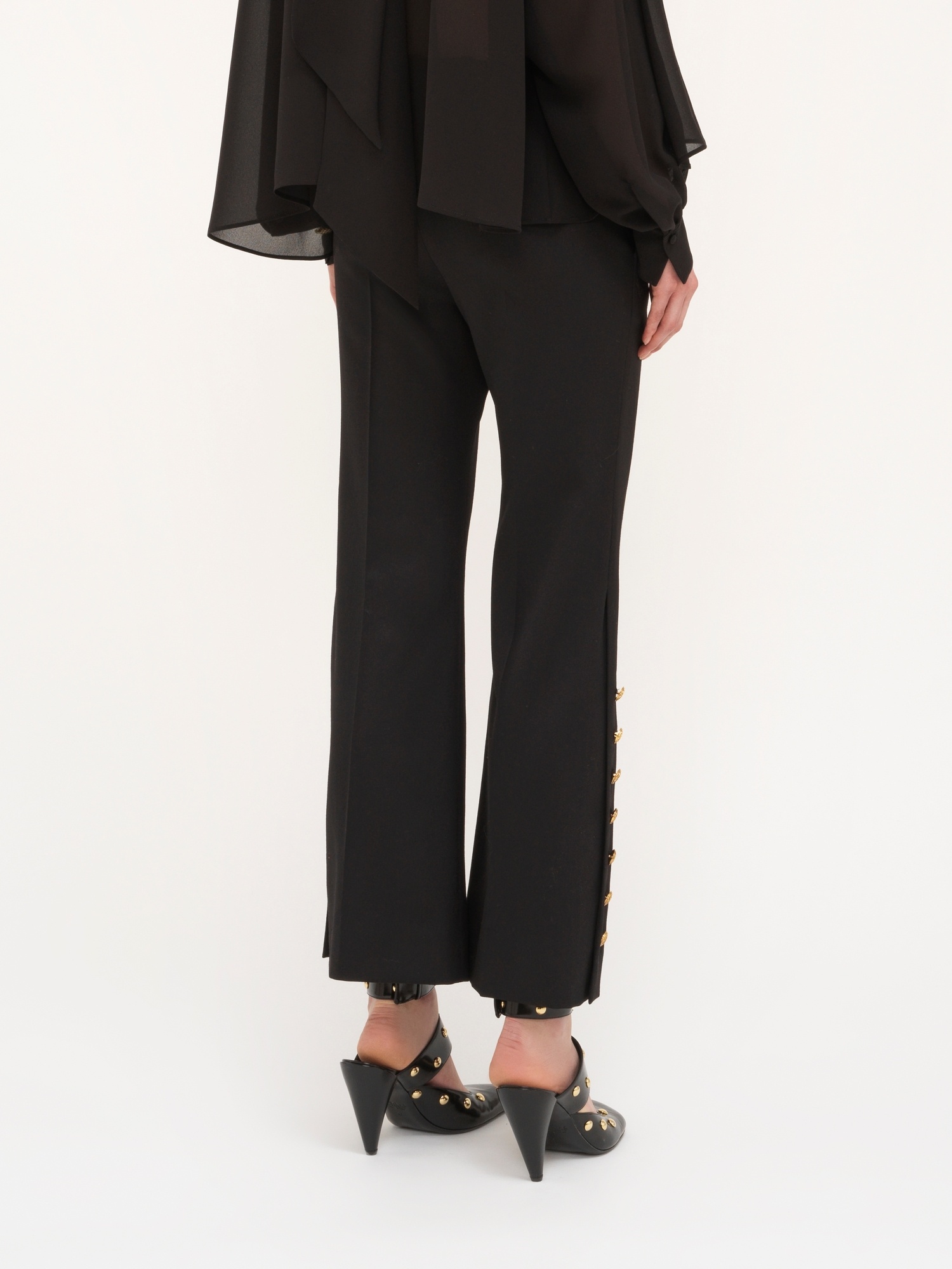 Chloé Cropped Trousers In Wool Grain De Poudre Black Size 12 100% Wool In Black