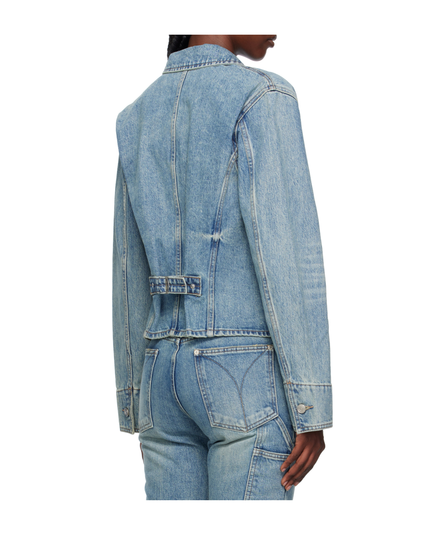 Open Yy Non-stretch Denim Jacket In Blue