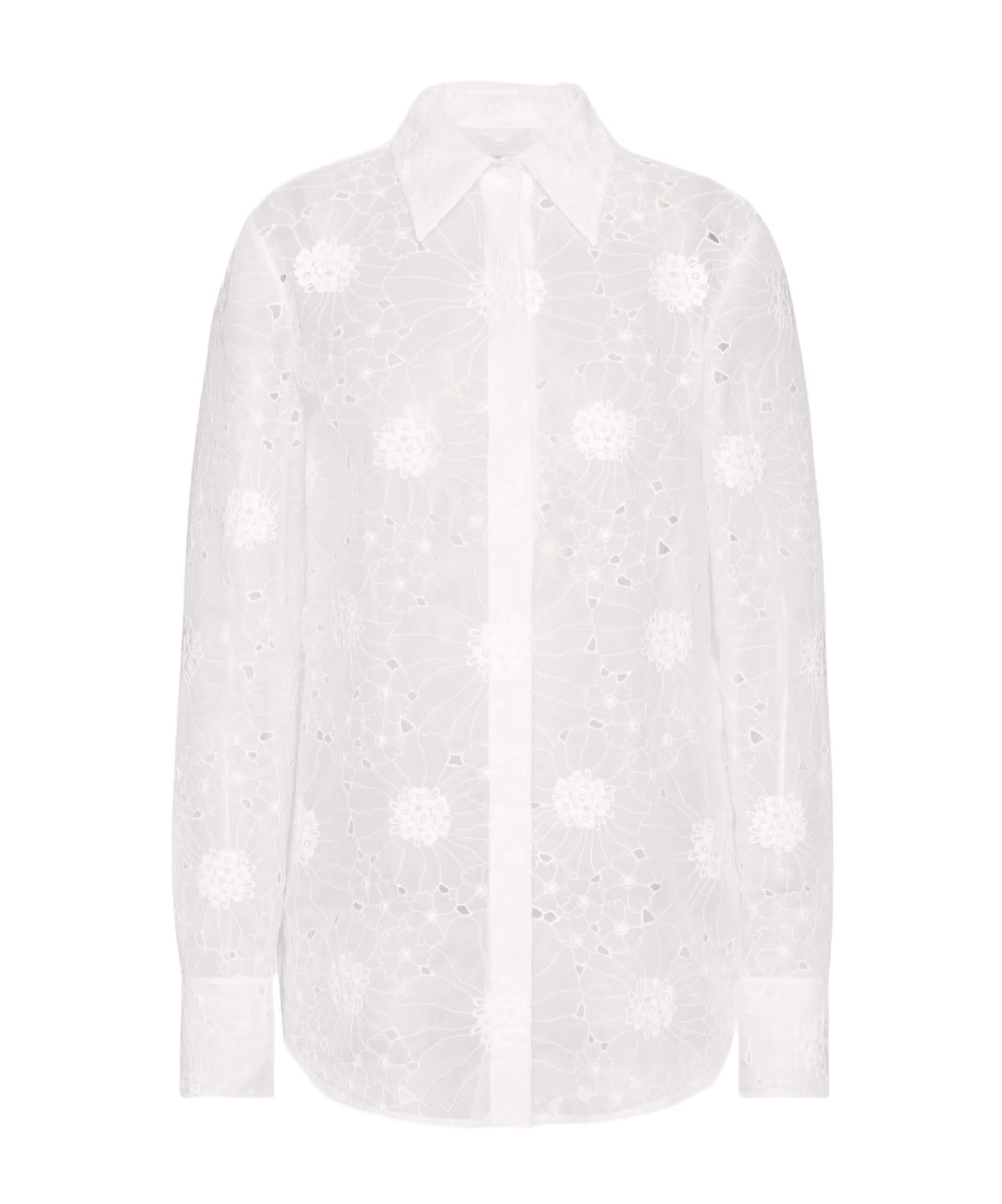 Valentino Ivory Organdis Daisy Shirt In White
