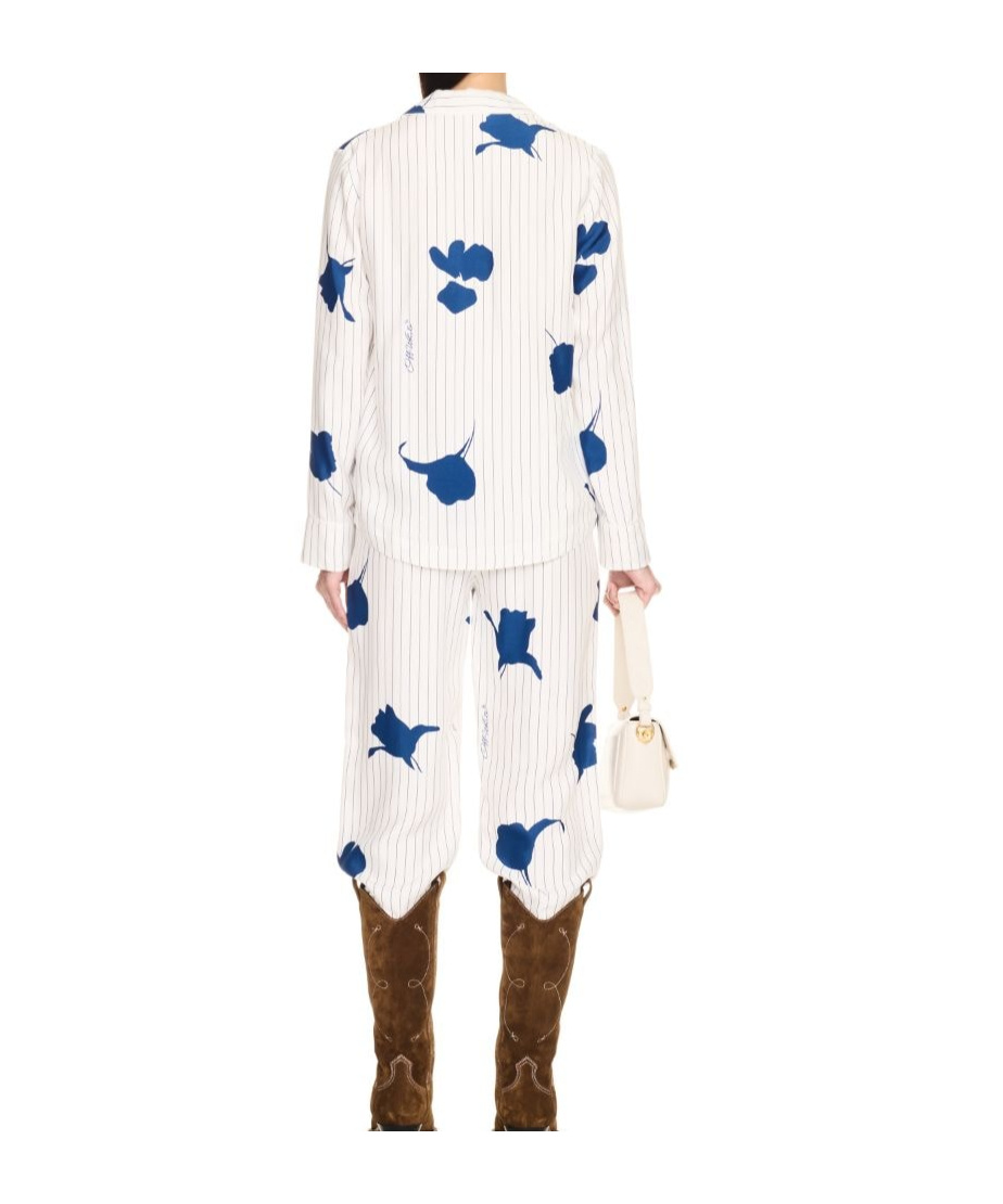 Off-white Stripe Flwr Pajama Ls Shir In White