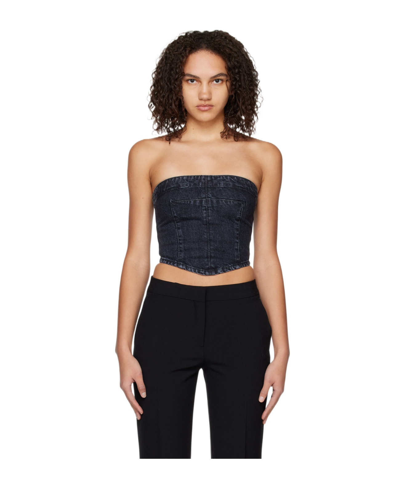 Stella Mccartney Asymmetrical Hem Corset In Black