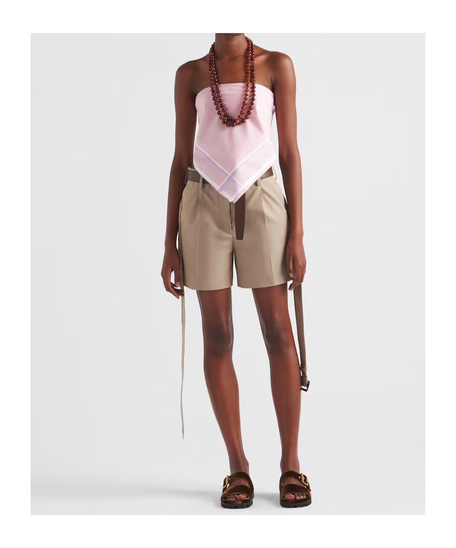 Prada Cotton Twill Bermudas In Nude