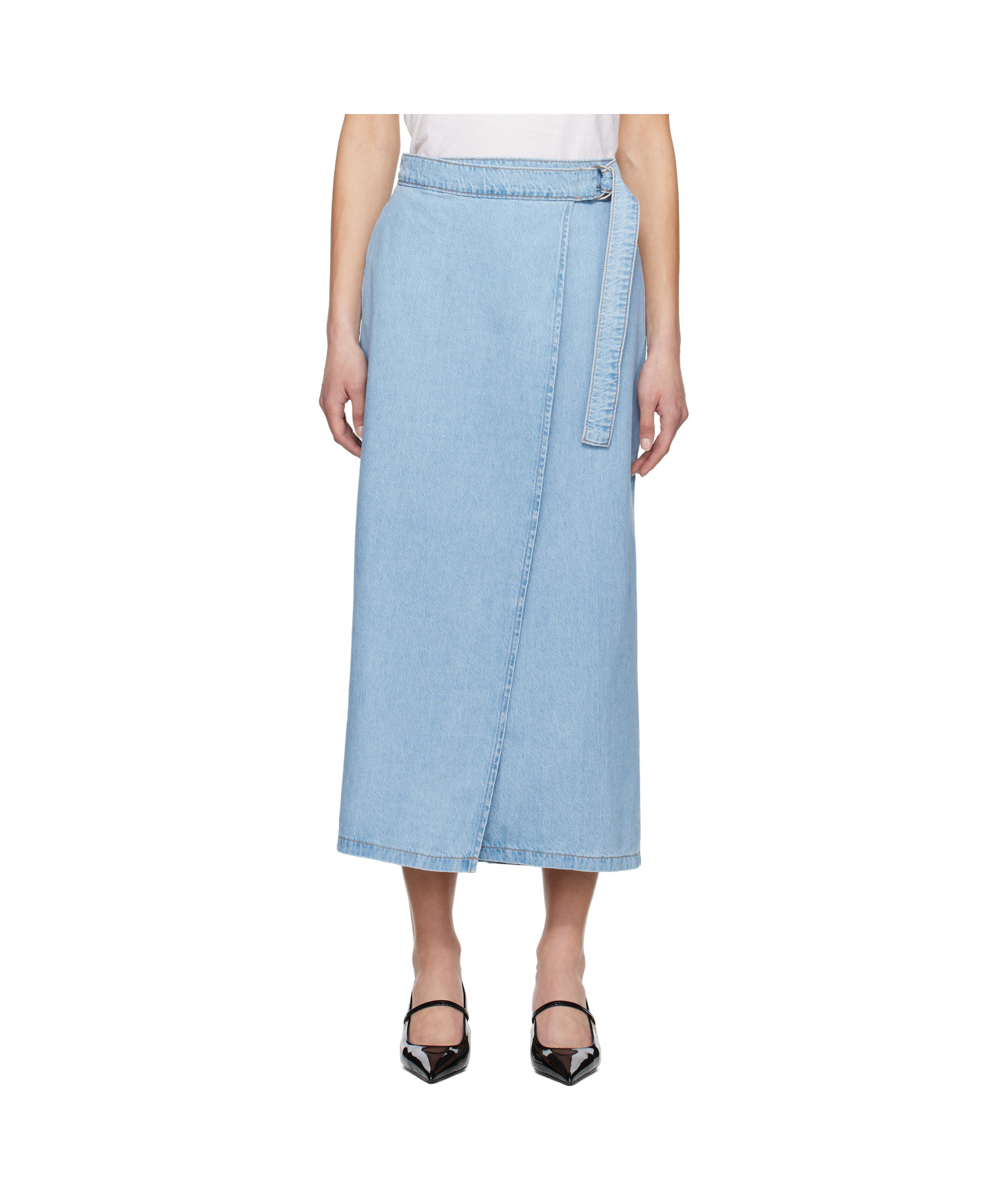 Levi's Blue Column Wrap Denim Maxi Skirt In Blue