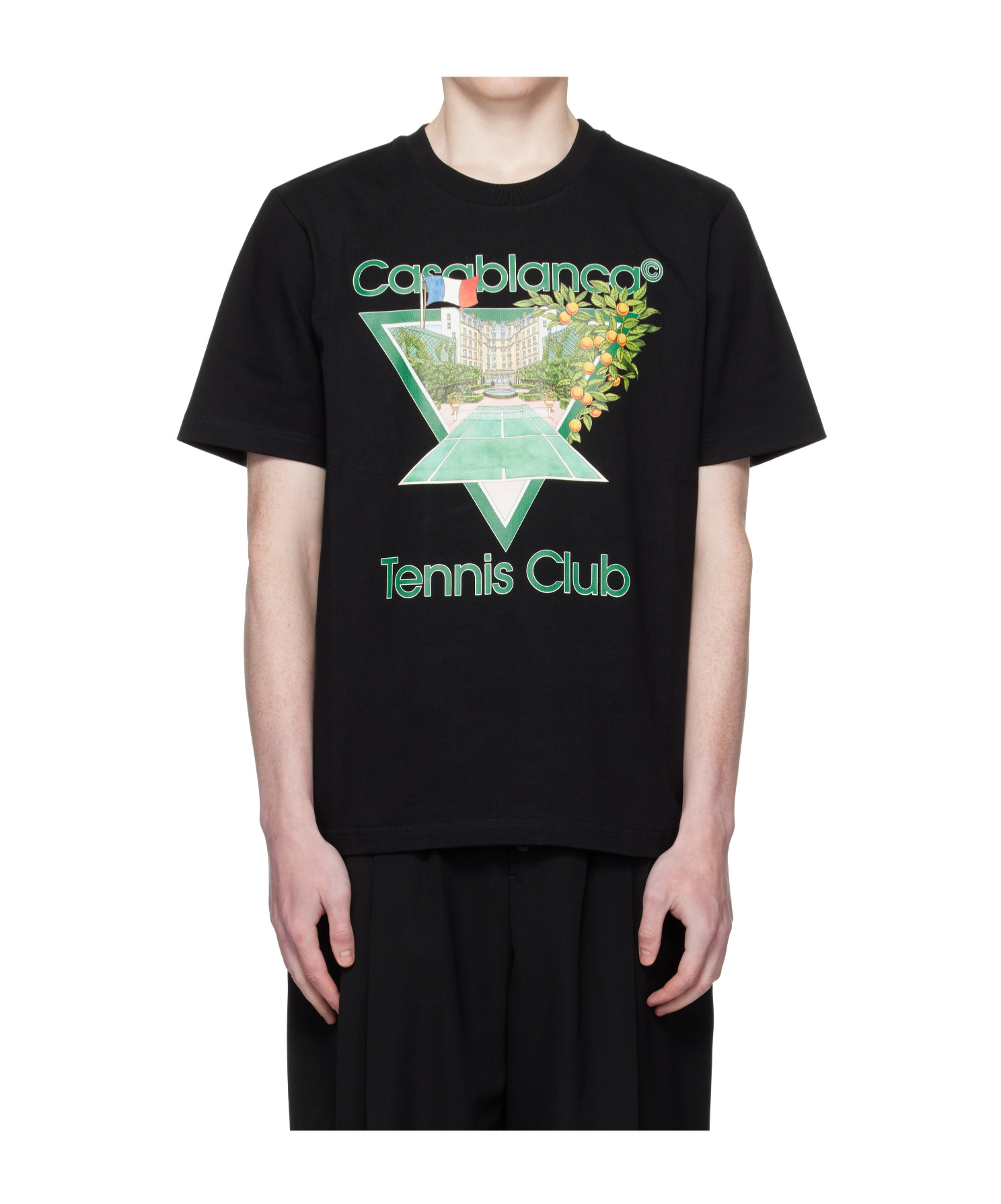 Casablanca Logo Crew Neck T-shirt In Black
