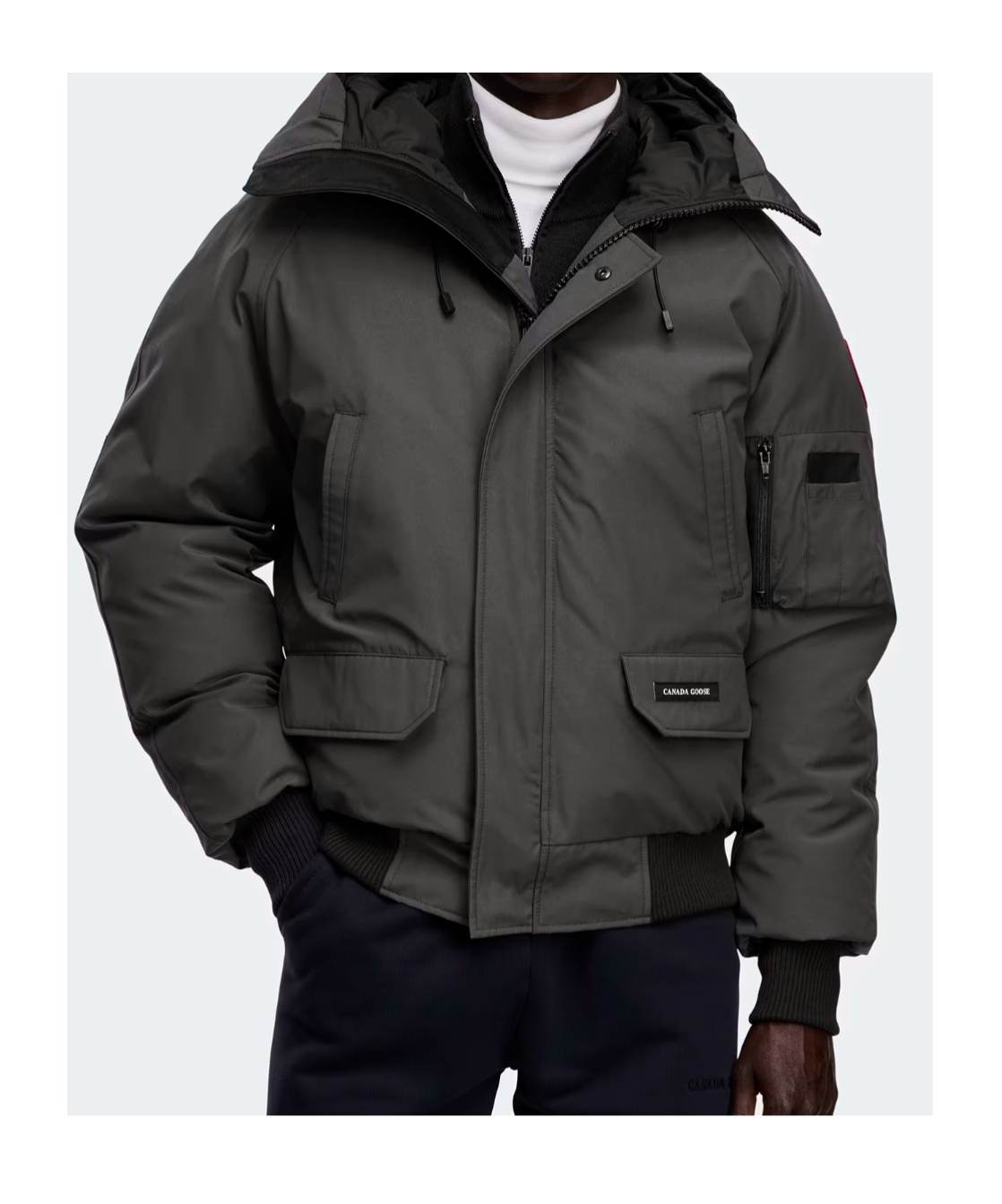 Canada Goose Granite Grey Chilliwack Bomber Jacket With Attached Hood In Black