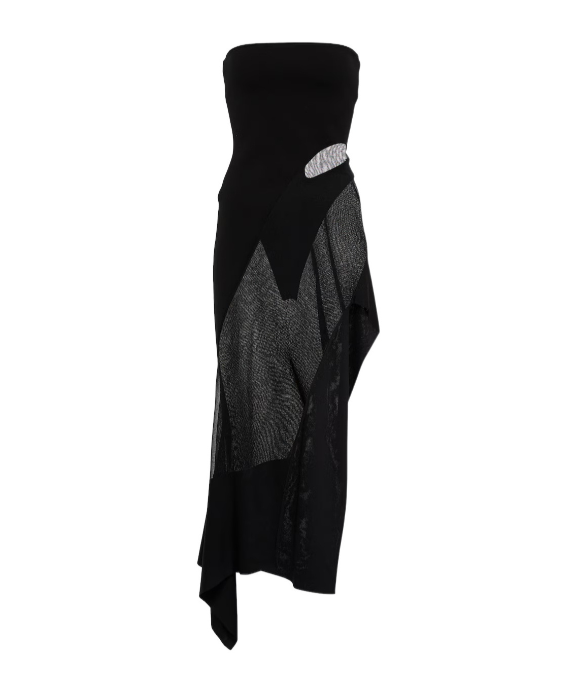 Mugler Strapless Midi Dress In Black