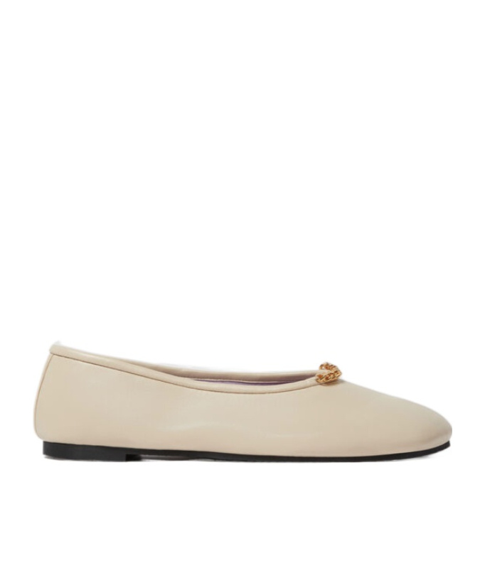Stella Mccartney Rounded Toe Flats With Subtle Chain Detail In Nude