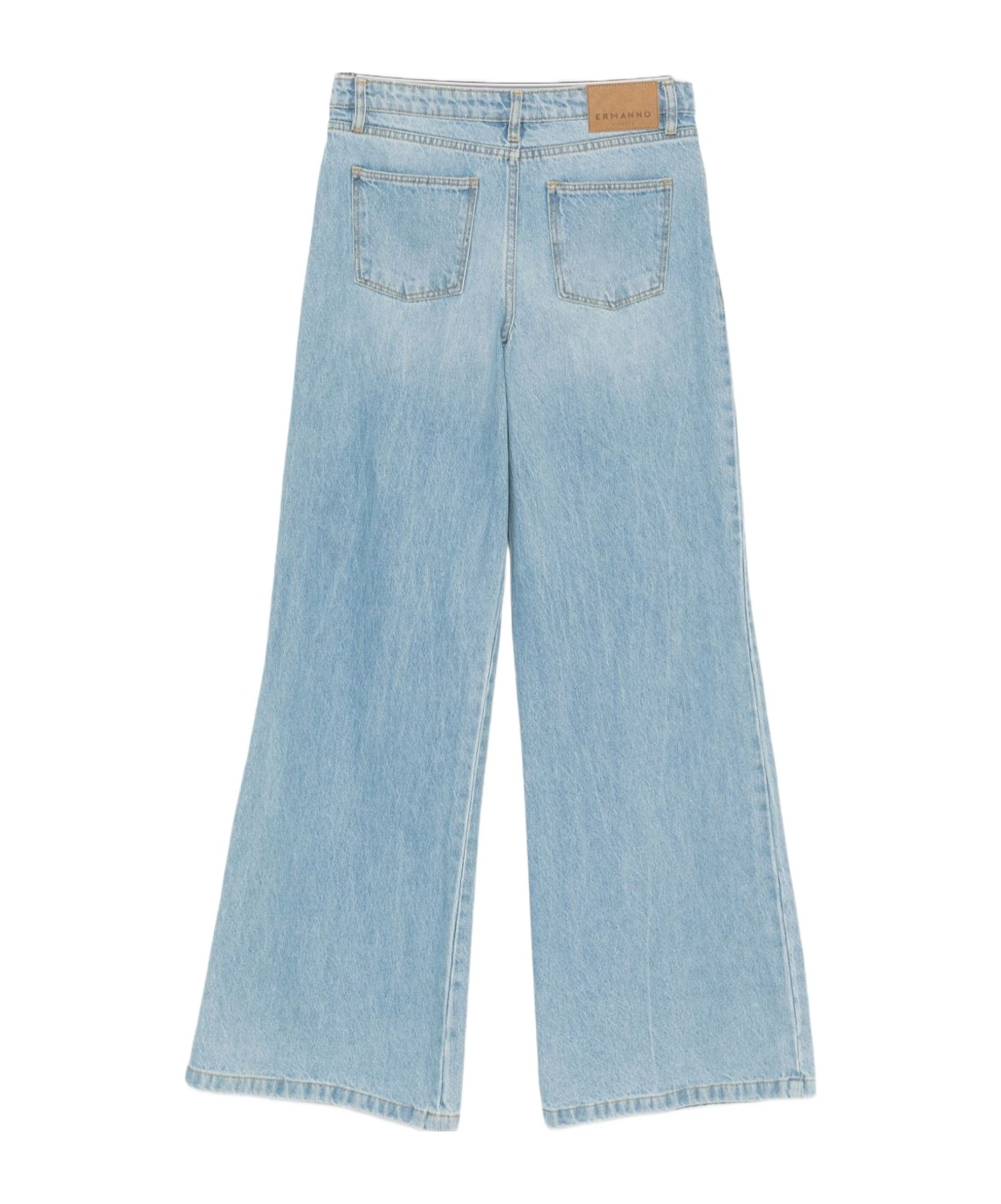 Ermanno Firenze Wide-leg Trousers With Belt Loops And Pockets In Blue