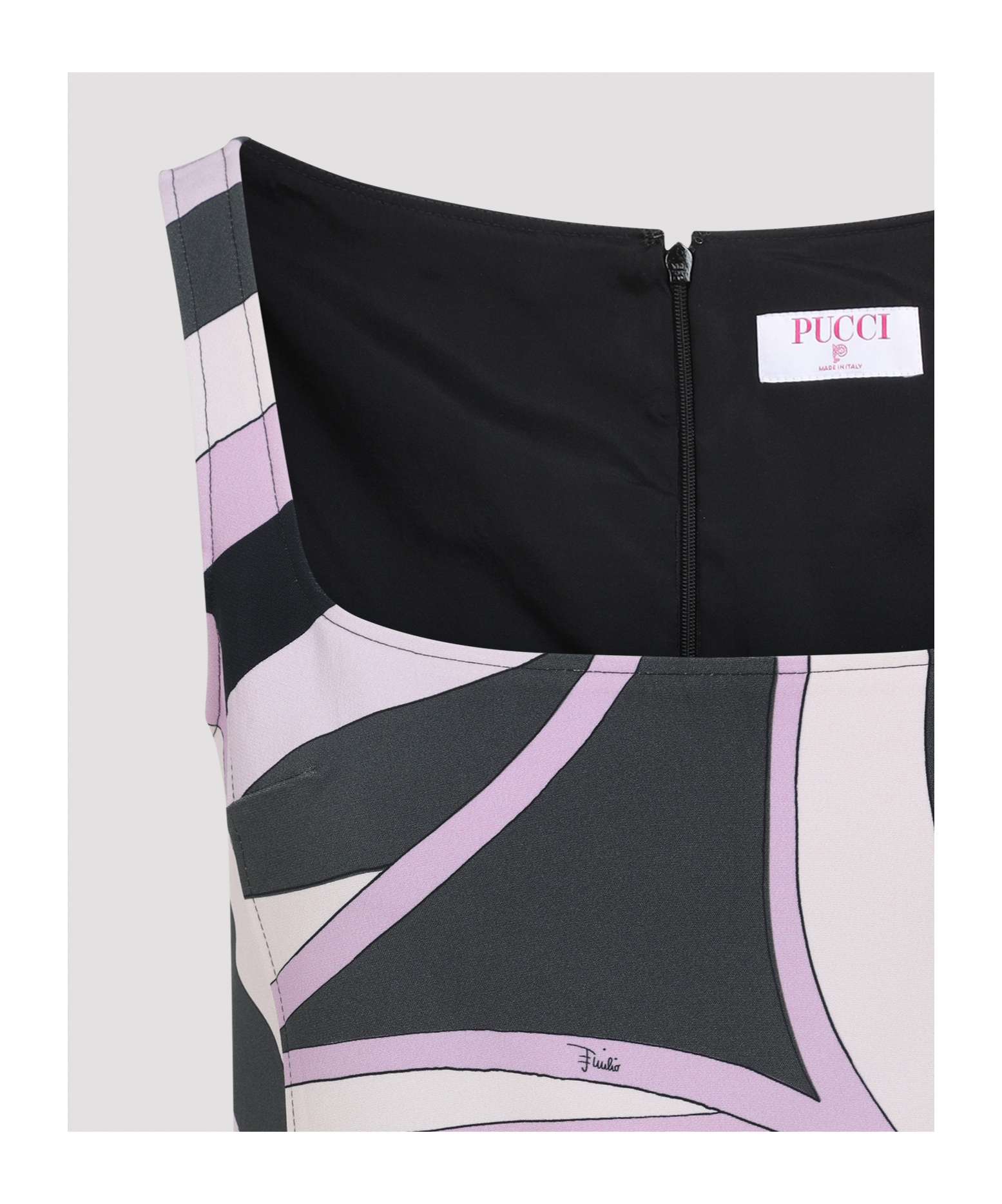 Pucci Backless Mini Dress Abstract Pattern In Purple