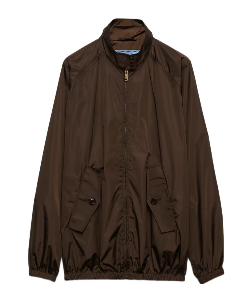 Prada Technical Fabric Jacket In Brown
