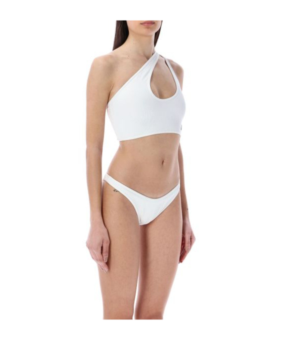 Attico Logo-embroidered Ribbed Bikini In White