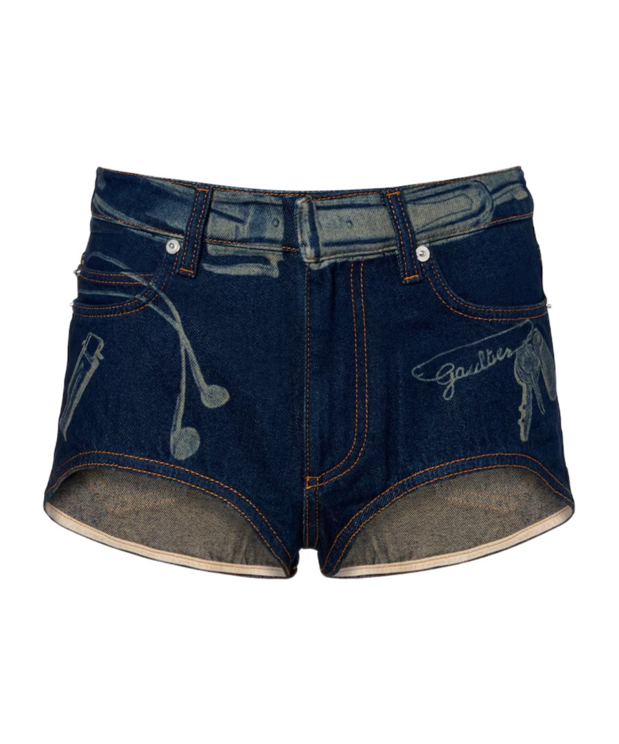 Jean Paul Gaultier Trompe-l'œil Denim Shorts In Blue