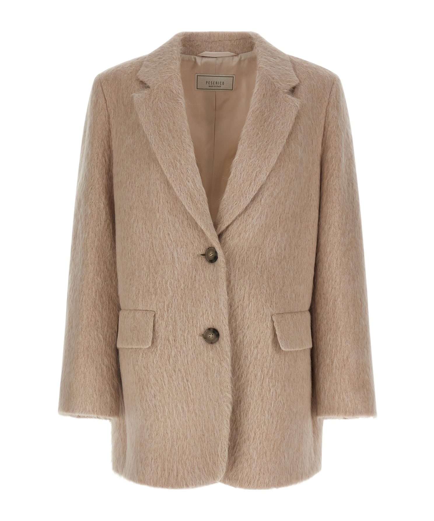 Peserico Alpaca And Wool Striped Single-breasted Blazer In Neutral