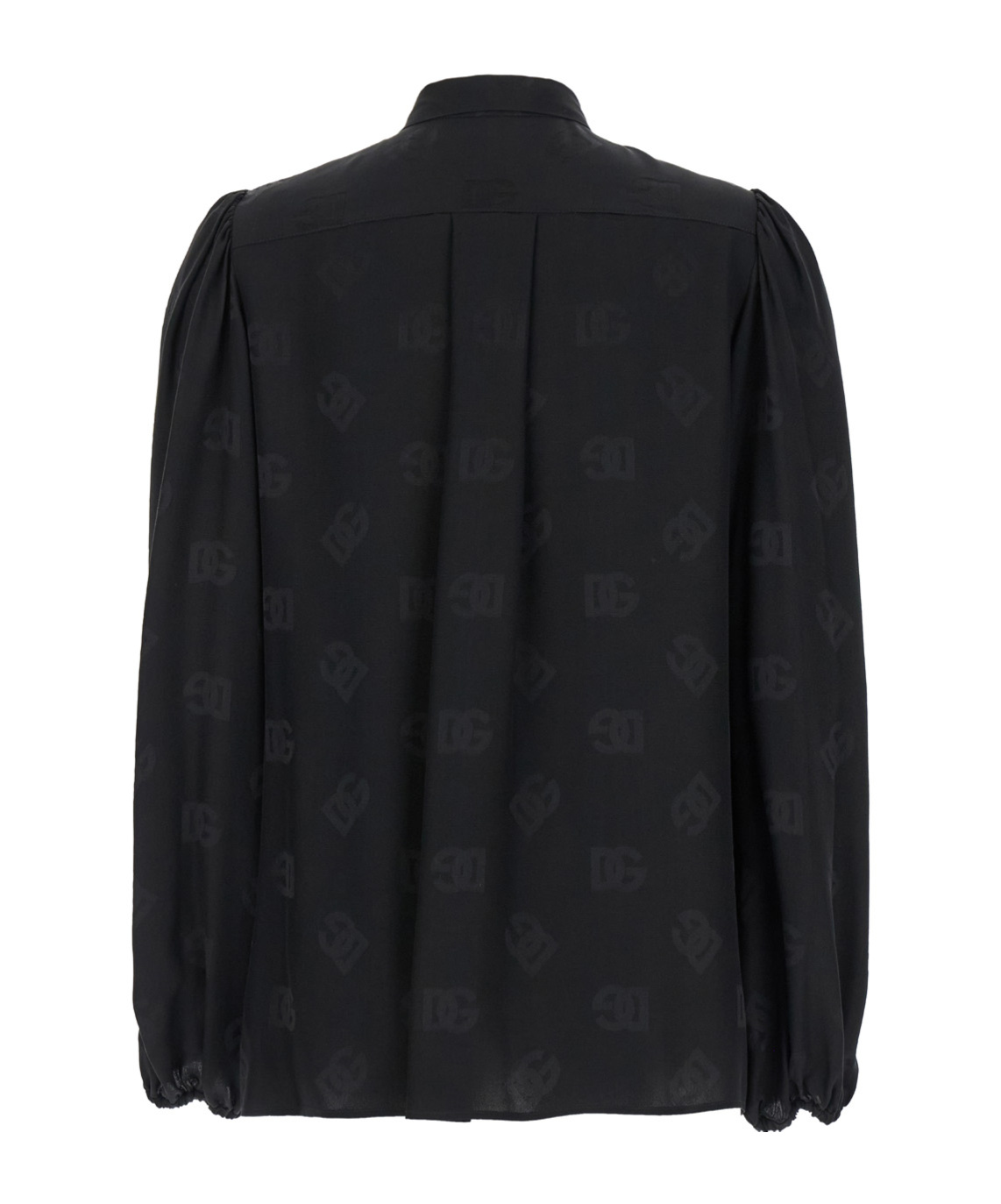 Shop Dolce & Gabbana Monogram-jacquard Silk Shirtt In Black