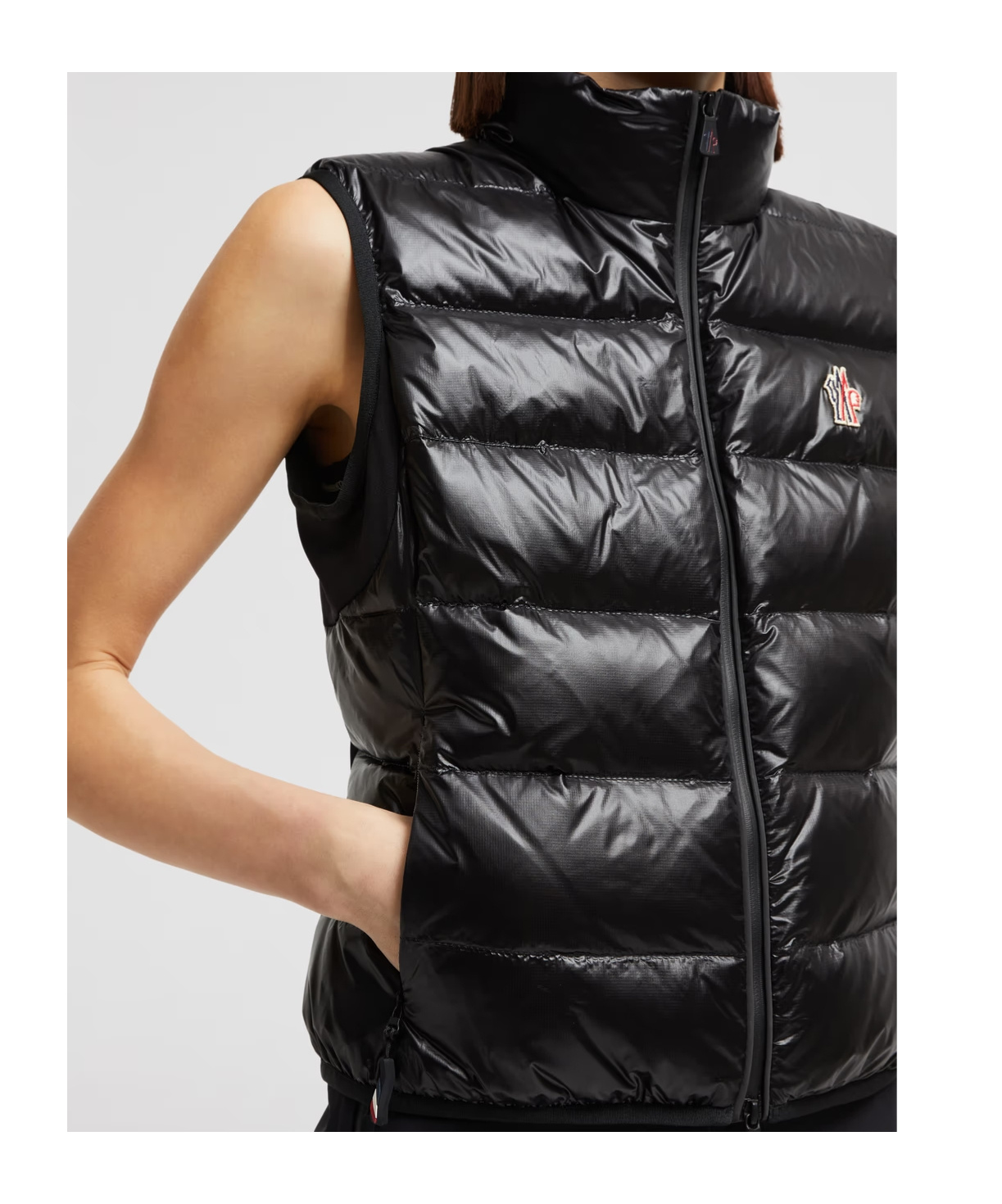 Moncler Gilet Zippé Matelassé En Jersey In Black